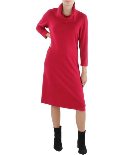 Nine West Cowl Neck Knee Sweaterdress - Red