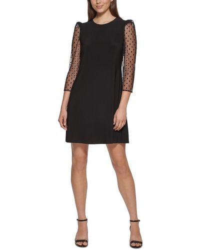Jessica Howard Petites Illuion-sleeve Mini Cocktail And Party Dress - Black