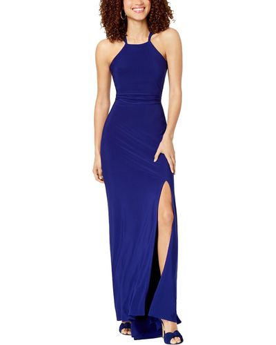 Morgan & Co. Halter Long Evening Dress - Blue