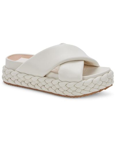 Dolce Vita Blume Faux Leather Slip On Slide Sandals - White