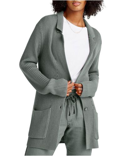 Splendid Knit Cotton Cardigan Sweater - Gray