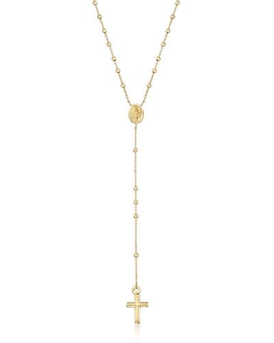 Ross-Simons Italian 14kt Yellow Gold Miraculous Medal Rosary Necklace - Metallic