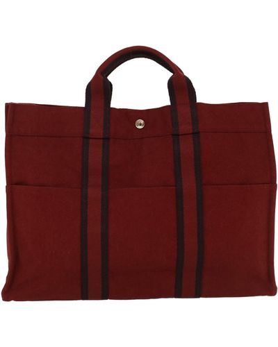 Hermès Herline Canvas Tote Bag (pre-owned) - Red