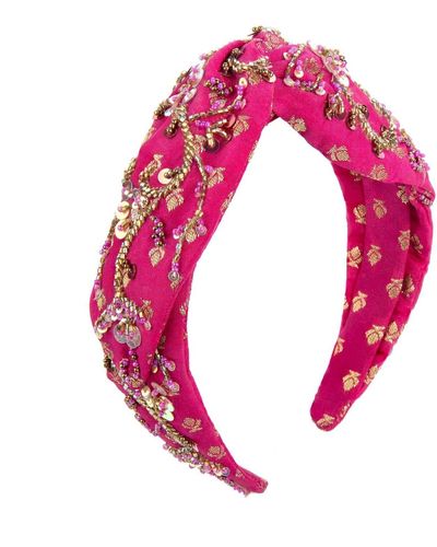 Deepa Gurnani Evianna Headband In Fuchsia - Pink