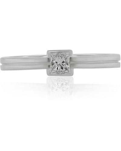 Diana M. Jewels 18kt White Gold Princess Cut Diamond Double Band Ring Containing 0.25 Cts Tw (gh Vs Si) - Gray
