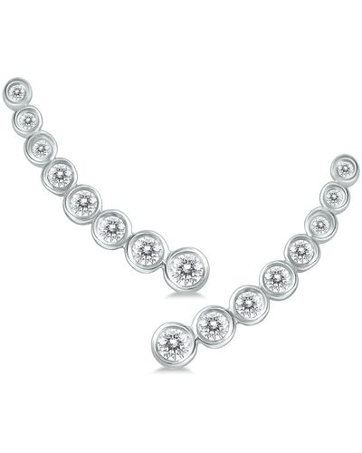 Monary 3/8 Carat Tw Bezel Set Diamond Climber Earrings - Metallic