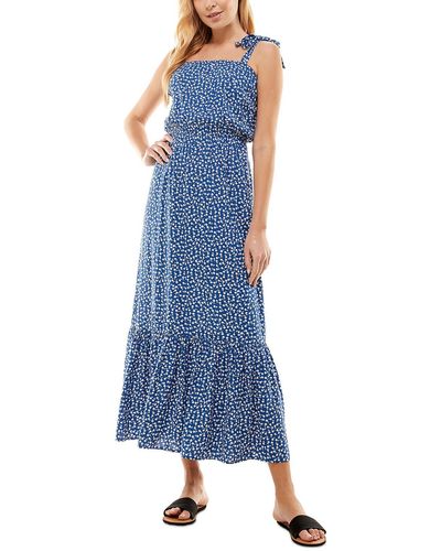 Kingston Grey Juniors Floral Print Long Maxi Dress - Blue