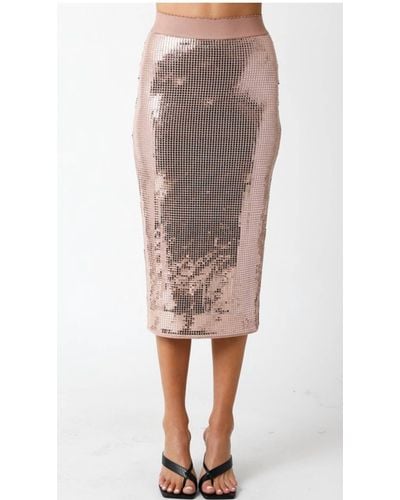 Olivaceous Sequin Midi Skirt - Pink