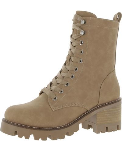 DV by Dolce Vita Madey Zipper Ankle Combat & Lace-up Boots - Natural