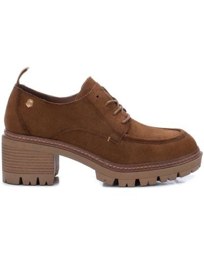Xti Suede Heeled Oxfords - Brown