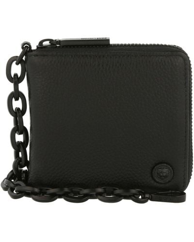 Just Cavalli Logo Plaque Wallet With Chain - Black