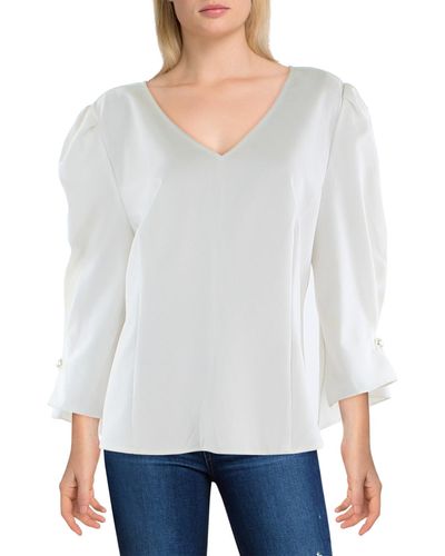 Gracia Puff Sleeve Fitted Blouse - White