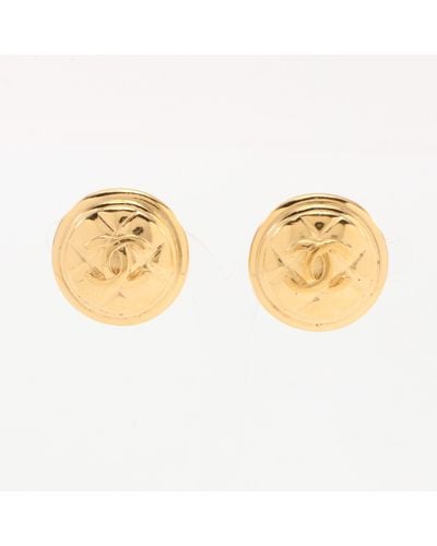 Chanel Coco Mark Earrings Gp Gold Vintage - Metallic