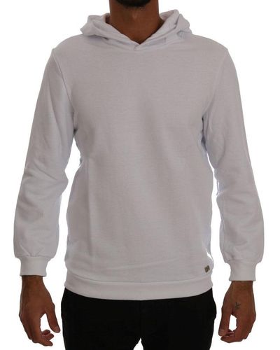 Daniele Alessandrini White Pullover Hodded Cotton Sweater - Gray