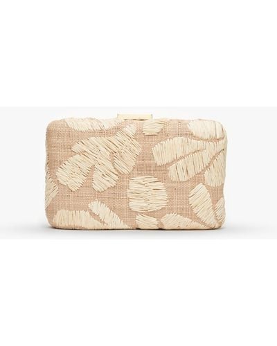Kayu Frances Embroidered Straw Clutch Bag - Natural