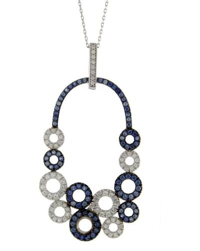 Suzy Levian Multi-circle Sapphire And Diamond Pendant - Blue