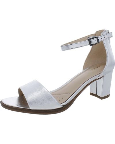 Clarks Kaylin 60 2 Part Leather Ankle Strap Heel Sandals - White