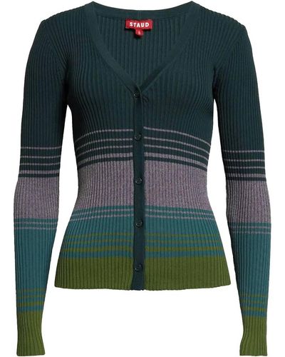 STAUD Cargo Color Block Ribbed Sweater - Green