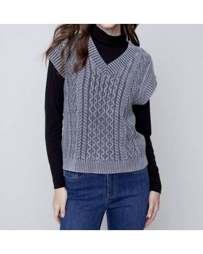 Charlie b Cable Knit Vest Sweater - Black
