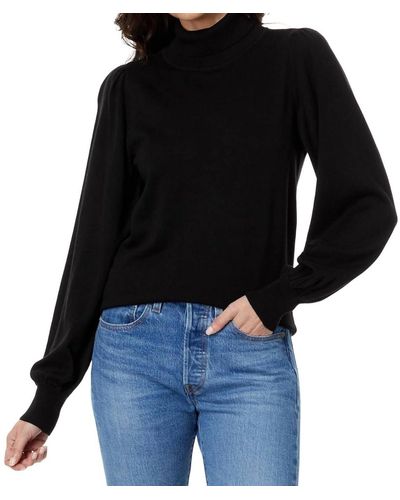 Lilla P Puff Sleeve Turtleneck Sweater - Black