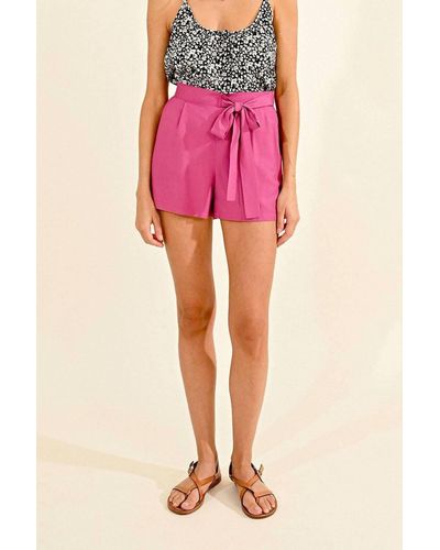 Molly Bracken High Waisted Short With Tie - Pink