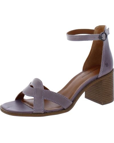 Lucky Brand Sarwa Leather Ankle Strap Block Heel - Brown