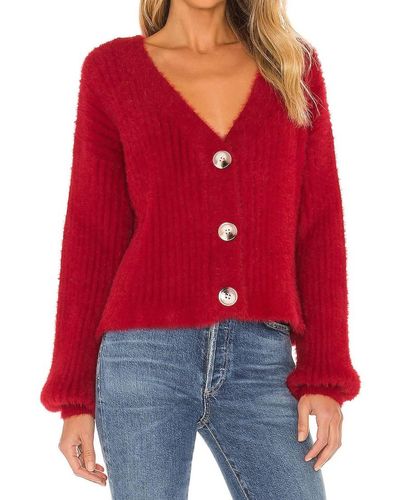 MINKPINK Skylar Rib Cardigan - Red