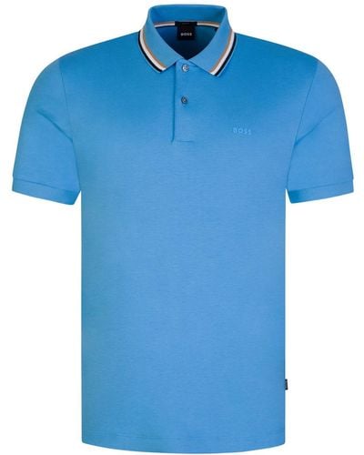 BOSS Penrose Turquoise Short Sleeve Slim Fit Polo T-shirt - Blue