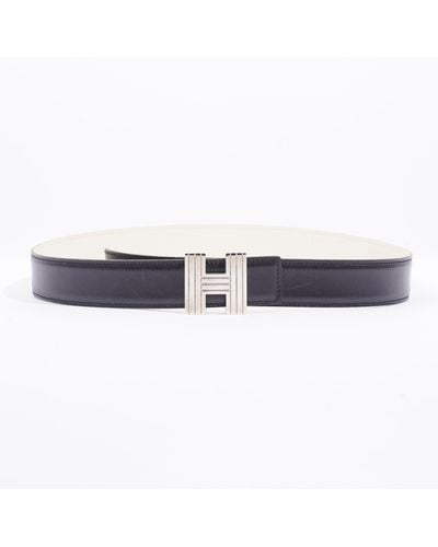 Hermès H Belt / Cream Leather - Blue