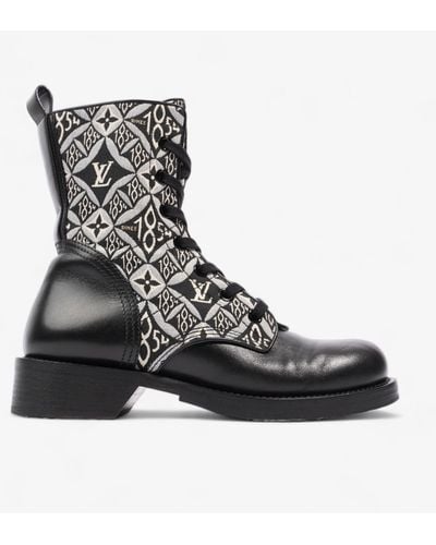 Louis Vuitton Since 1854 Metropolis Flat Ranger Boots Monogram Calfskin Leather - Black