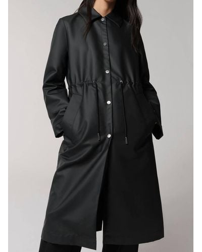 SOIA & KYO Simone Semi-fitted Raincoat With Detachable Hood - Black