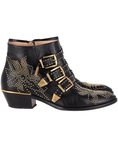 Chloé Susanna Studded Buckled Ankle Boots - Black