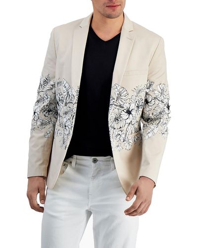 INC Slim Fit Floral Sportcoat - White