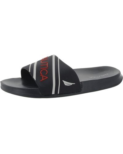 Nautica Stunsail Open Toe Slip On Slide Sandals - Black