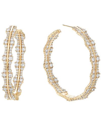 Lana Jewelry 14k 4.61 Ct. Tw. Diamond Raised Edge Hoops - Metallic