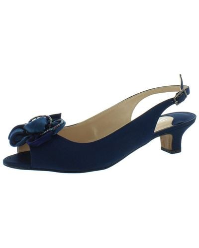 J. Reneé Leonelle Embellished Peep Toe Kitten Heels - Blue