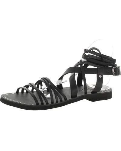 Free People Willow Wrap Faux Leather Cushioned Gladiator Sandals - Black