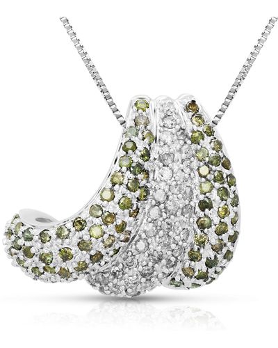 Vir Jewels 1.70 Cttw Green And White Diamond Pendant Necklace 14k White Gold With Chain