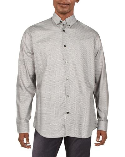 lords of harlech Jardin Floral Collared Button-down Shirt - Gray