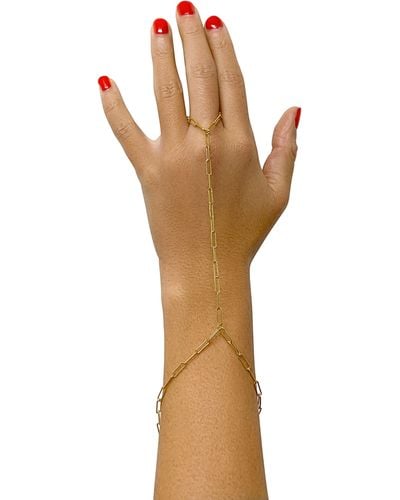 Adornia Paper Clip Hand Chain Gold - Yellow
