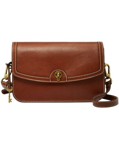 Fossil Ainsley Litehide Leather Flap Crossbody - Brown