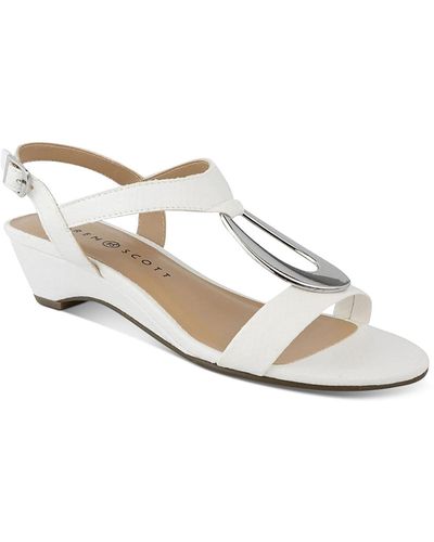 Karen Scott Carmeyy Open Toe Embellished Wedge Sandals - White