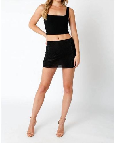 Olivaceous Jewel Mesh Mini Skirt - Black