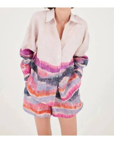 Chufy Liv Linen Shirt In Kaia Ivory - Pink