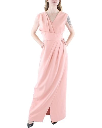 Kay Unger Pleated Column Evening Dress - Pink