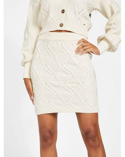 Guess Factory Kathy Diamond Cable-knit Skirt - Natural
