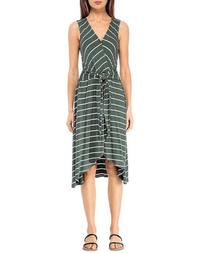 B Collection By Bobeau Striped Midi Wrap Dress - Green