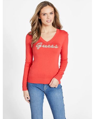 Guess Factory Dora Bead Sweater - Red