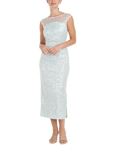 JS Collections Sequined Polyester Midi Dress - White
