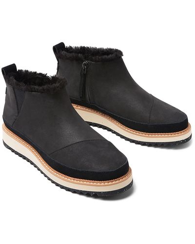 TOMS Leather Booties - Black